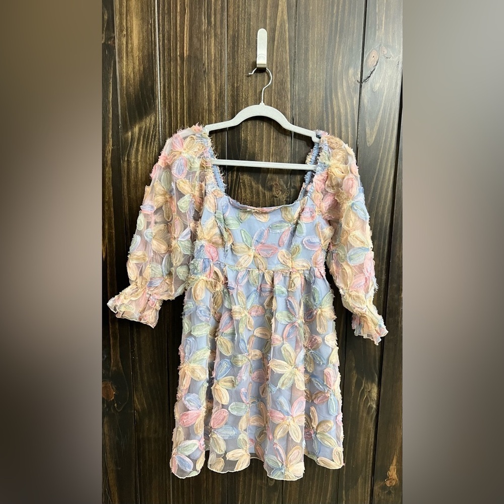 NWT: Allison + Kelly Pastel Floral Puff Sleeve Baby Doll Dress- Size: Small - Picture 2 of 13